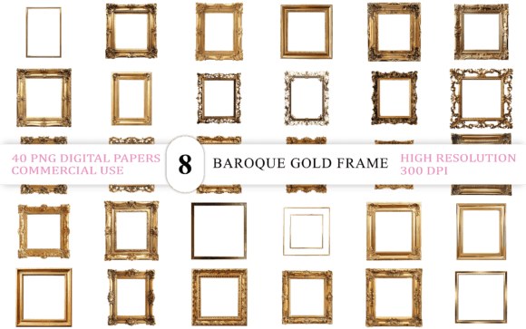 Download Elegant Baroque Gold Frame PNG - Frame png Collection