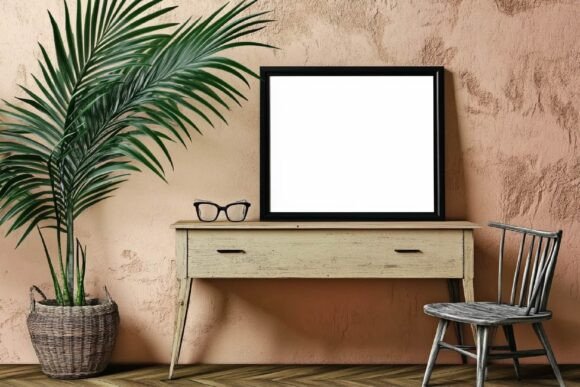 Download Wooden Desk Blank Frame Mockup - Blank frame Collection