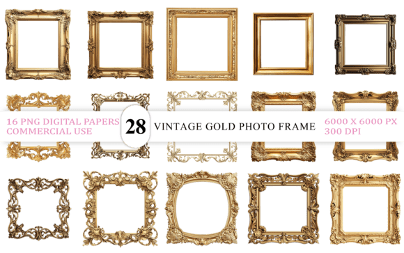 Download Vintage Gold Photo Frame PNG - Frame png Collection